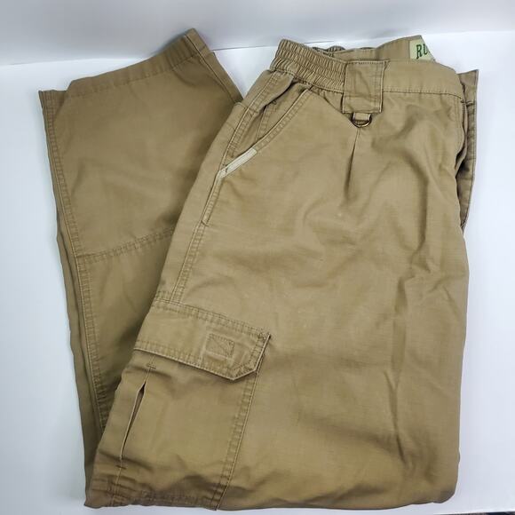 Rustic Ridge 2 pair Mens Cargo Pants Size 38x32 Green/Khaki Utility Pants - Picture 9 of 15